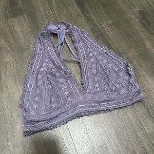 French Affair Purple Lace Trim Top